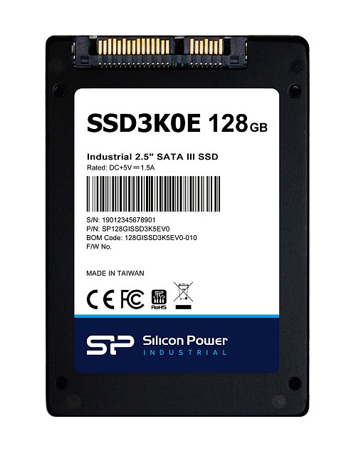 SILICON POWER industrial 2.5" SATA III SSD SSD3K0E, 128GB, 540/520MBps, 3D TLC, -20~75 °C SP128GISSD3K5EV0