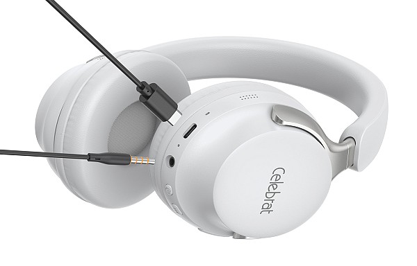 CELEBRAT headphones A40, ασύρματα & ενσύρματα, 40mm, 250mAh, λευκά A40-WH