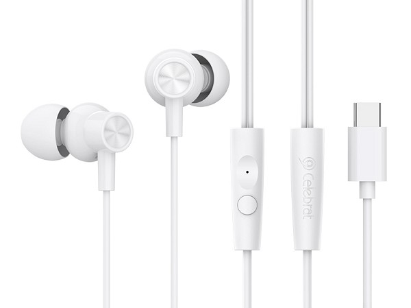 CELEBRAT earphones με μικρόφωνο G38, USB-C σύνδεση, 10mm, 1.2m, λευκά CB-G38-WH