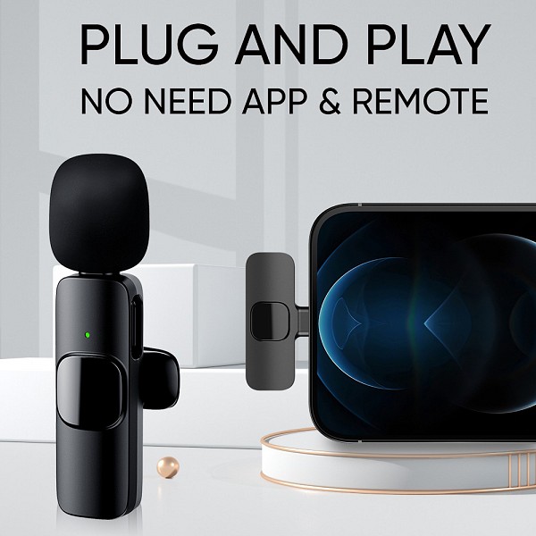 APEXEL ασύρματο μικρόφωνο APL-MIC003, USB-C, 2.4GHz, μαύρο APL-MIC003