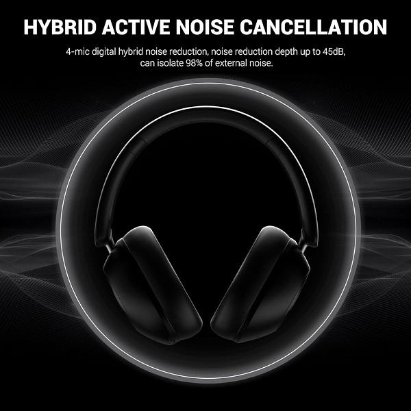 ONEODIO headphones Focus A5, ενσύρματα & ασύρματα, Hybrid ANC, 40mm, 600mAh, μαύρο OA-A5-BK