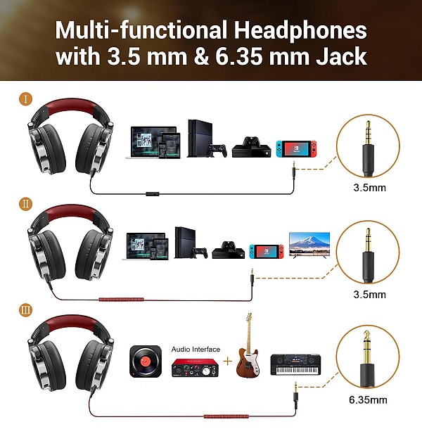 ONEODIO headset Studio Pro 10, 6.35mm & 3.5mm σύνδεση, Hi-Res, 50mm, μαύρο/κόκκινο OA-PRO10-BKRD