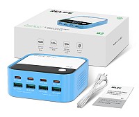 RELIFE σταθμός φόρτισης Q2, 4x USB-C & 4x USB, 120W, GaN, μπλε RELIFE-Q2