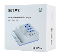 RELIFE σταθμός φόρτισης RL-309H, USB/3x USB-C/3x DC/wireless, 72W, λευκός RL-309H
