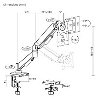 POWERTECH βάση γραφείου οθόνης PT-1424, 17-32, έως 9kg PT-1424