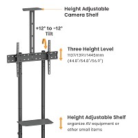BRATECK βάση δαπέδου τηλεόρασης T1042T, 37-70 έως 45kg, με ράφια & ροδάκια T1042T