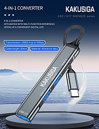 KAKUSIGA USB hub KSC-1417, 4x θυρών, USB 3.0, 5Gbps, USB-C σύνδεση, γκρι KSC-1417