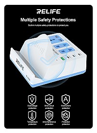 RELIFE σταθμός φόρτισης RL-309H, USB/3x USB-C/3x DC/wireless, 72W, λευκός RL-309H
