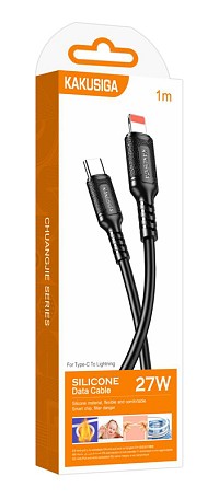 KAKUSIGA καλώδιο Lightning σε USB-C KSC-984, σιλικόνης, 27W, 480Mbps, 1m, μαύρο KSC-984-LC-BK
