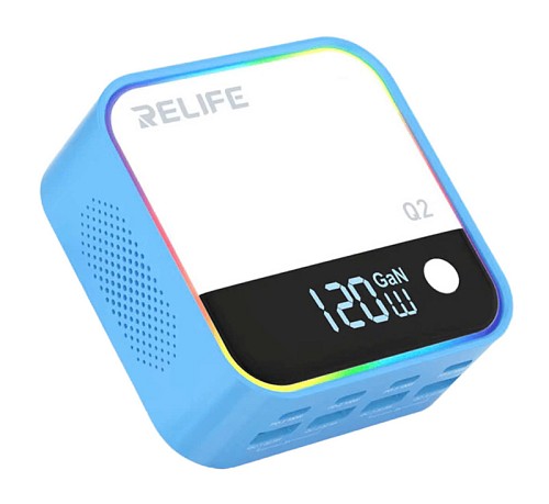 RELIFE σταθμός φόρτισης Q2, 4x USB-C & 4x USB, 120W, GaN, μπλε RELIFE-Q2