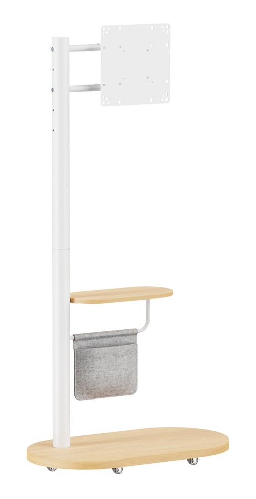 BRATECK βάση δαπέδου FS54-22T-02W για τηλεόραση 17-43" έως 15kg, με ράφι & ροδάκια FS54-22T-02W