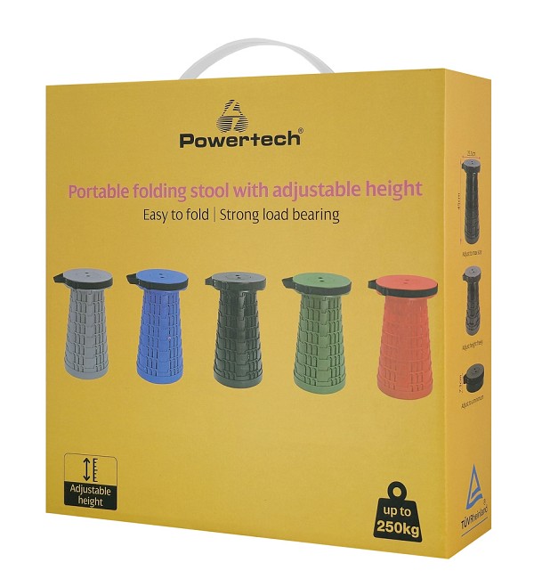 POWERTECH πτυσσόμενο καρεκλάκι HUH-0234, αντοχή έως 250kg, 25.5x45cm, μπλε HUH-0234