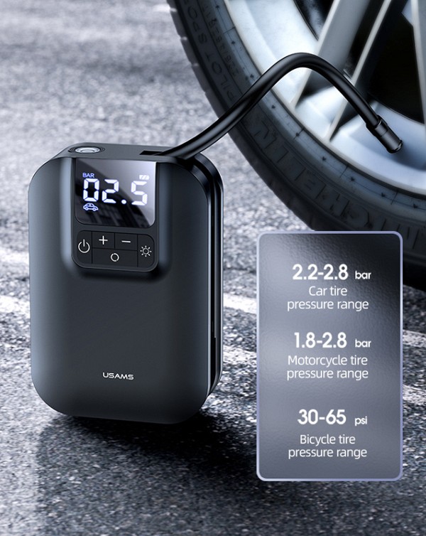 USAMS mini συμπιεστής αέρος αυτοκινήτου US-ZB215, μαύρος CQBZB21501
