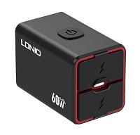 LDNIO φορτιστής μοτοσυκλέτας C108 με καλώδιο, USB/USB-C, 60W, μαύρος 6933138602799
