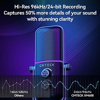 CMTECK επιτραπέζιο μικρόφωνο XM600, omnidirectional/καρδιοειδές, USB, RGB LED, μαύρο XM600