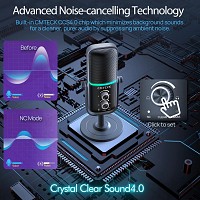 CMTECK επιτραπέζιο μικρόφωνο XM600, omnidirectional/καρδιοειδές, USB, RGB LED, μαύρο XM600