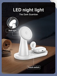 LDNIO ασύρματος φορτιστής WL01 με LED φωτισμό, 3 σε 1, 15W, λευκός 6933138602843