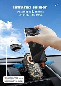 LDNIO ασύρματος φορτιστής & βάση smartphone αυτοκινήτου MA30, 15W, μαύρο 6933138602362