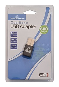 POWERTECH ασύρματος USB αντάπτορας δικτύου PT-1041, 600Mbps, 2.4/5GHz PT-1041