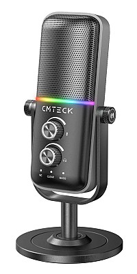 CMTECK επιτραπέζιο μικρόφωνο XM600, omnidirectional/καρδιοειδές, USB, RGB LED, μαύρο XM600