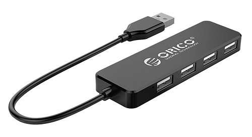 ORICO USB hub FL01, 4x θυρών, USB 2.0, 480Mbps, USB σύνδεση, μαύρο FL01-BK-BP-HW