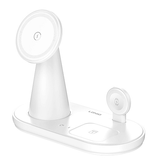 LDNIO ασύρματος φορτιστής WL01 με LED φωτισμό, 3 σε 1, 15W, λευκός 6933138602843