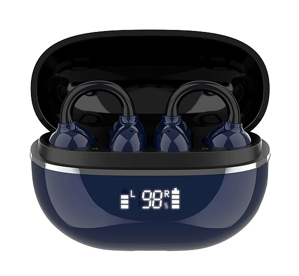 LDNIO earphones με θήκη φόρτισης T09, OWS, Φ10mm, 35/400mAh, μπλε 6933138602805