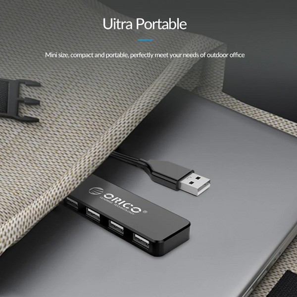 ORICO USB hub FL01, 4x θυρών, USB 2.0, 480Mbps, USB σύνδεση, μαύρο FL01-BK-BP-HW