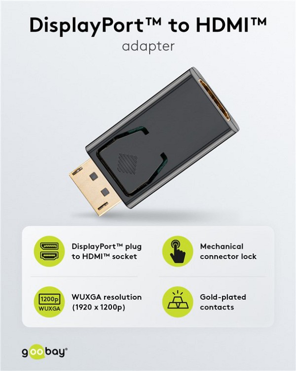 GOOBAY αντάπτορας DisplayPort σε HDMI 51719, 1920x1200p, μαύρος 51719