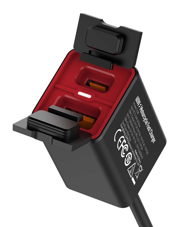 LDNIO φορτιστής μοτοσυκλέτας C108 με καλώδιο, USB/USB-C, 60W, μαύρος 6933138602799