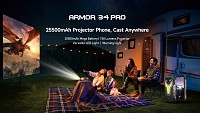 ULEFONE smartphone Armor 34 Pro με βιντεοπροβολέα, 6.95, 5G, 16/512GB, 25500mAh, IP68/IP69K/MIL-STD-810H, μαύρο ARMOR34PRO-BK