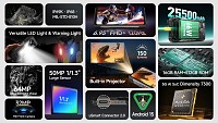 ULEFONE smartphone Armor 34 Pro με βιντεοπροβολέα, 6.95, 5G, 16/512GB, 25500mAh, IP68/IP69K/MIL-STD-810H, μαύρο ARMOR34PRO-BK