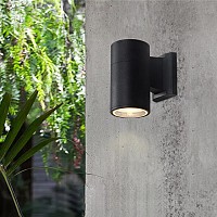 POWERTECH φωτιστικό τοίχου HLL-0189 για GU10 λάμπα, μεταλλικό, IP65, μαύρο HLL-0189