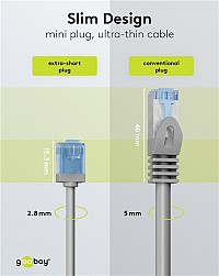 GOOBAY καλώδιο δικτύου 74225, CAT 6A U/UTP, slim, copper, 500MHz, 5m, γκρι 74225