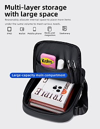 GOLDEN WOLF τσάντα ώμου GKB00732 με θήκη tablet, 3L, μαύρη GKB00732-BK