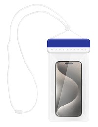 POWERTECH αδιάβροχη θήκη smartphone MOB-2013, IPX8, μπλε-λευκή MOB-2013