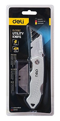 DELI κοπίδι DL008Z με ανταλλακτικές λεπίδες, μεταλλικό, 19mm, γκρι DL008Z