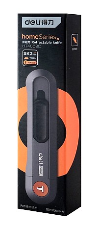 DELI κοπίδι HT4008C, άμεσο άνοιγμα/επαναφορά, πλαστικό, 19mm, γκρι/πορτοκαλί HT4008C