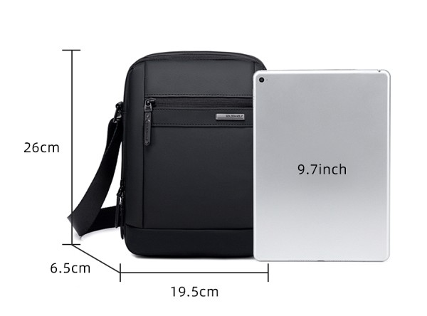 GOLDEN WOLF τσάντα ώμου GKB00732 με θήκη tablet, 3L, μαύρη GKB00732-BK