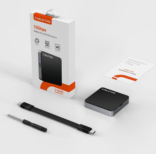 CABLETIME θήκη για M.2 NVME SSD CT-SSD04-AG, μαγνητική, 10Gbps, γκρι CT-SSD04-AG
