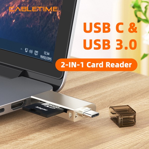 CABLETIME card reader CT-ACMCD2-ZG για SD & micro SD, USB 3.0, 5Gbps, γκρι CT-ACMCD2-ZG