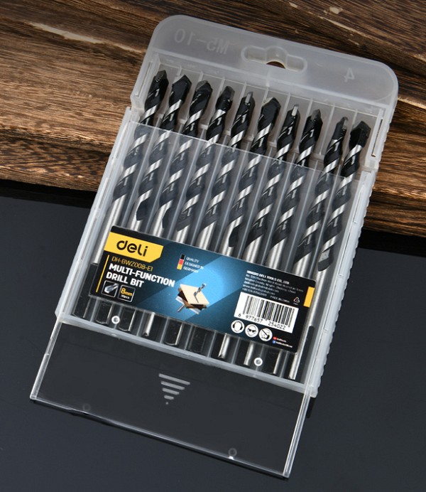 DELI σετ τρυπάνια DH-BWZ008-E1 για τοίχο/μέταλλο/ξύλο, 45# YG6X, 8x105mm, τρίπλευρο, 10τμχ DH-BWZ008-E1