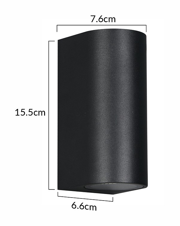 POWERTECH φωτιστικό τοίχου HLL-0188 για 2x GU10 λάμπες, μεταλλικό, IP65, μαύρο HLL-0188