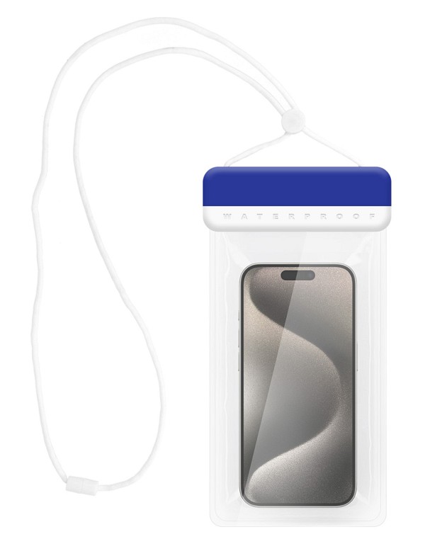 POWERTECH αδιάβροχη θήκη smartphone MOB-2013, IPX8, μπλε-λευκή MOB-2013