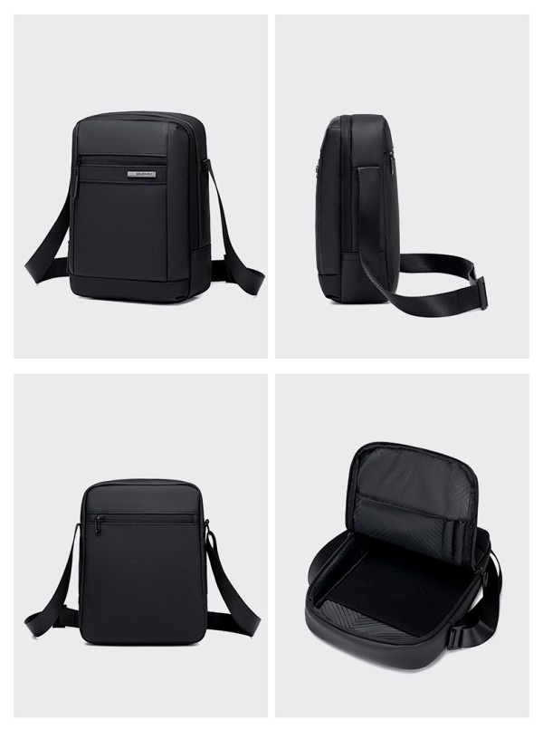 GOLDEN WOLF τσάντα ώμου GKB00732 με θήκη tablet, 3L, μαύρη GKB00732-BK