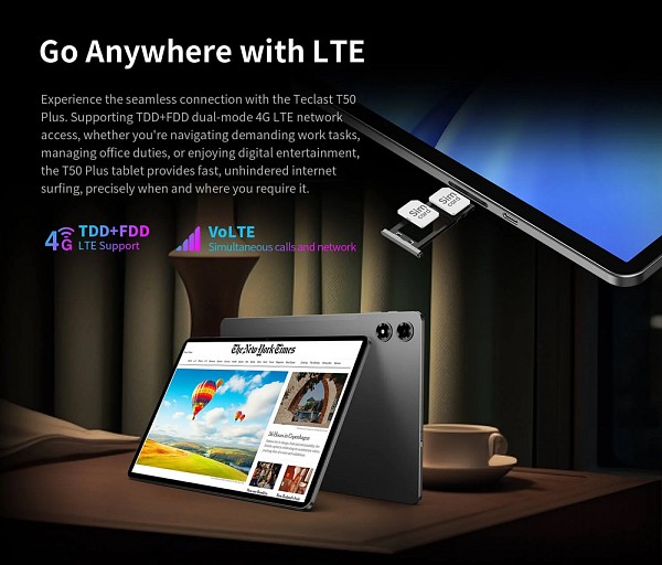 TECLAST tablet T50 Plus 2025, 11, 8/256GB, 4G, Android 15, 8000mAh, γκρι T50PLUS2025-GR