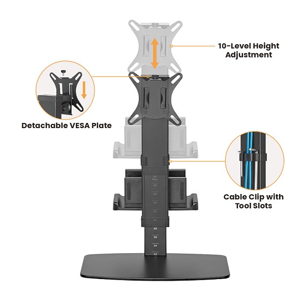POWERTECH βάση γραφείου οθόνης PT-1449 με βάση mini PC, 17-32, έως 8kg PT-1449