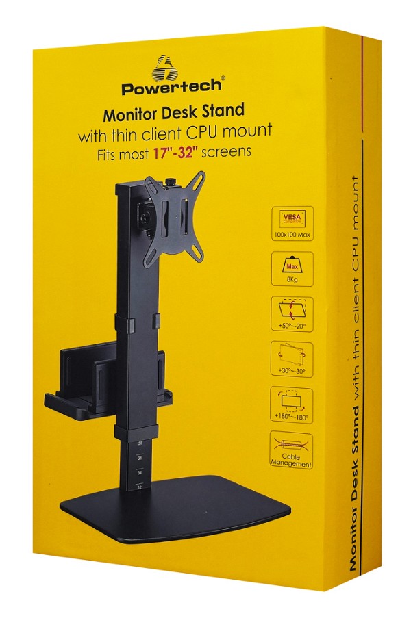 POWERTECH βάση γραφείου οθόνης PT-1449 με βάση mini PC, 17-32, έως 8kg PT-1449