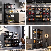 HOME USE μεταλλική ραφιέρα HUH-0248 με 5 ράφια, 90x40x183cm, μαύρη HUH-0248