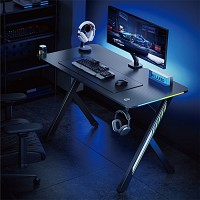 POWERTECH gaming γραφείο PT-1498 με RGB φωτισμό, 120x60x75cm, μαύρο PT-1498